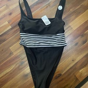 Black ultra high leg one piece